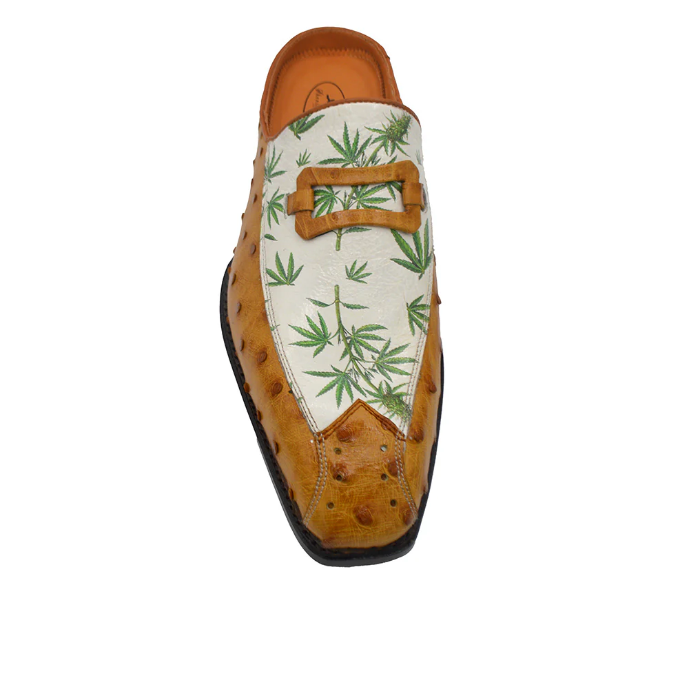Sheriff Collection 2408 Half Shoes Green and Tan Ostrich - Image 3