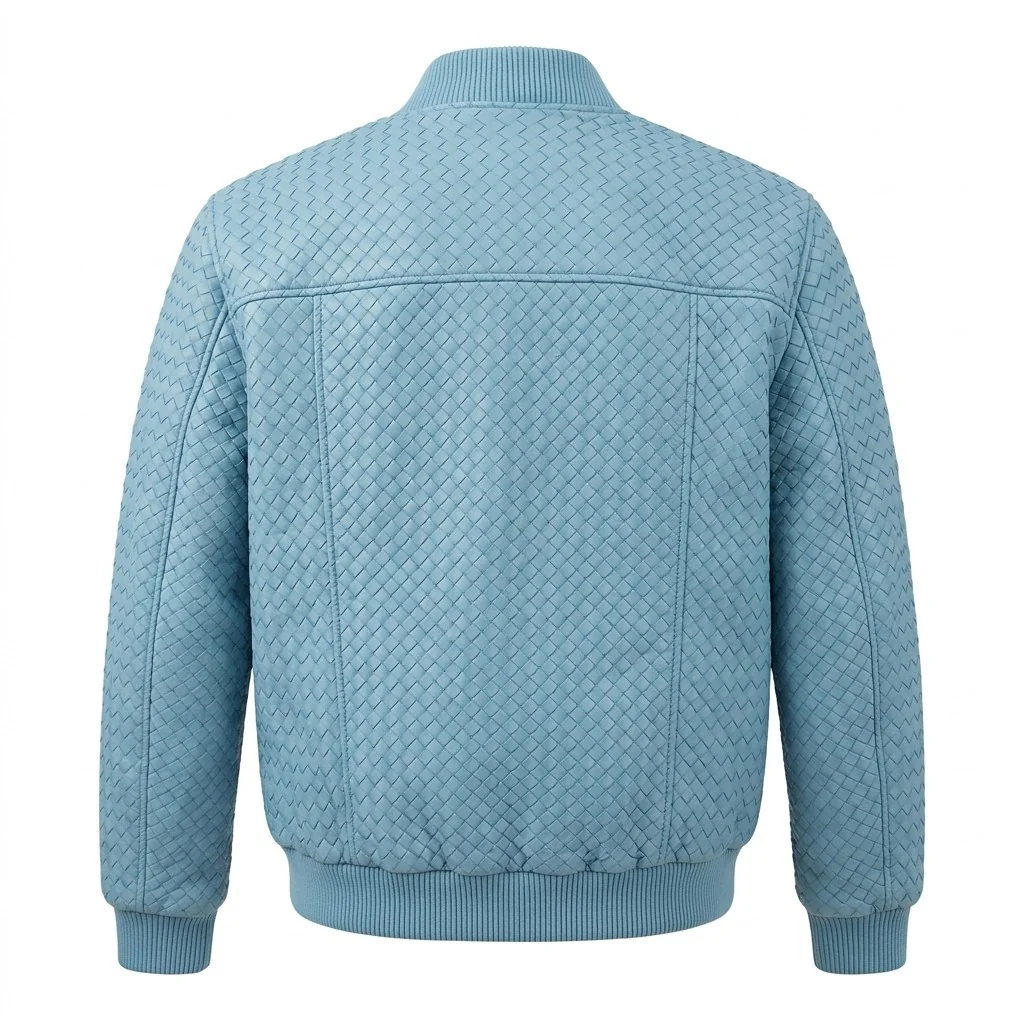 Men’s SVELG Premium Woven 100% Lambskin Leather Bomber Jacket - Image 14