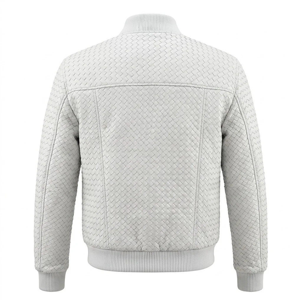 Men’s SVELG Premium Woven 100% Lambskin Leather Bomber Jacket - Image 25