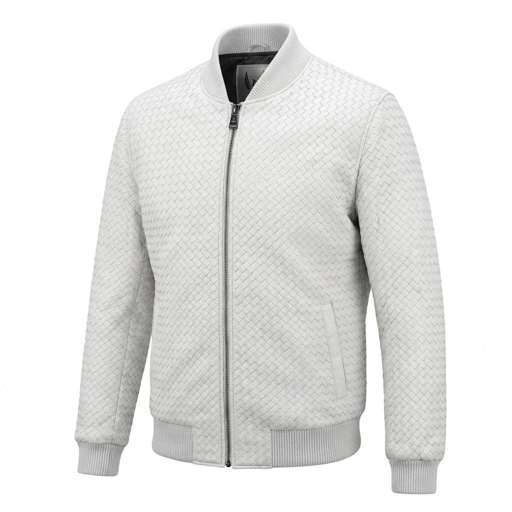 Men’s SVELG Premium Woven 100% Lambskin Leather Bomber Jacket - Image 26