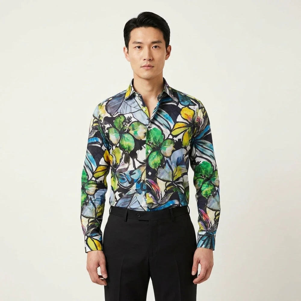 Tarcisio Colored Leaf Button Up Shirt