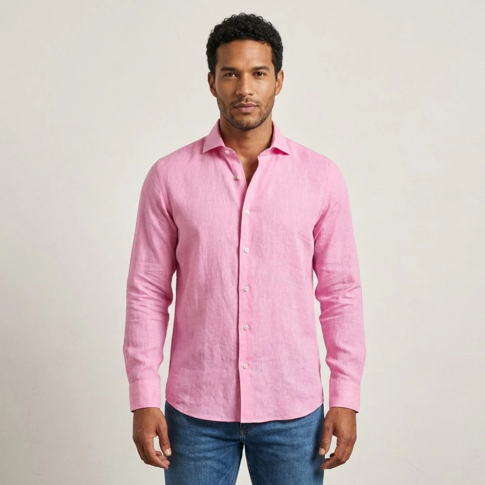 Torras Solid Color 100% Linen Shirt - Image 2