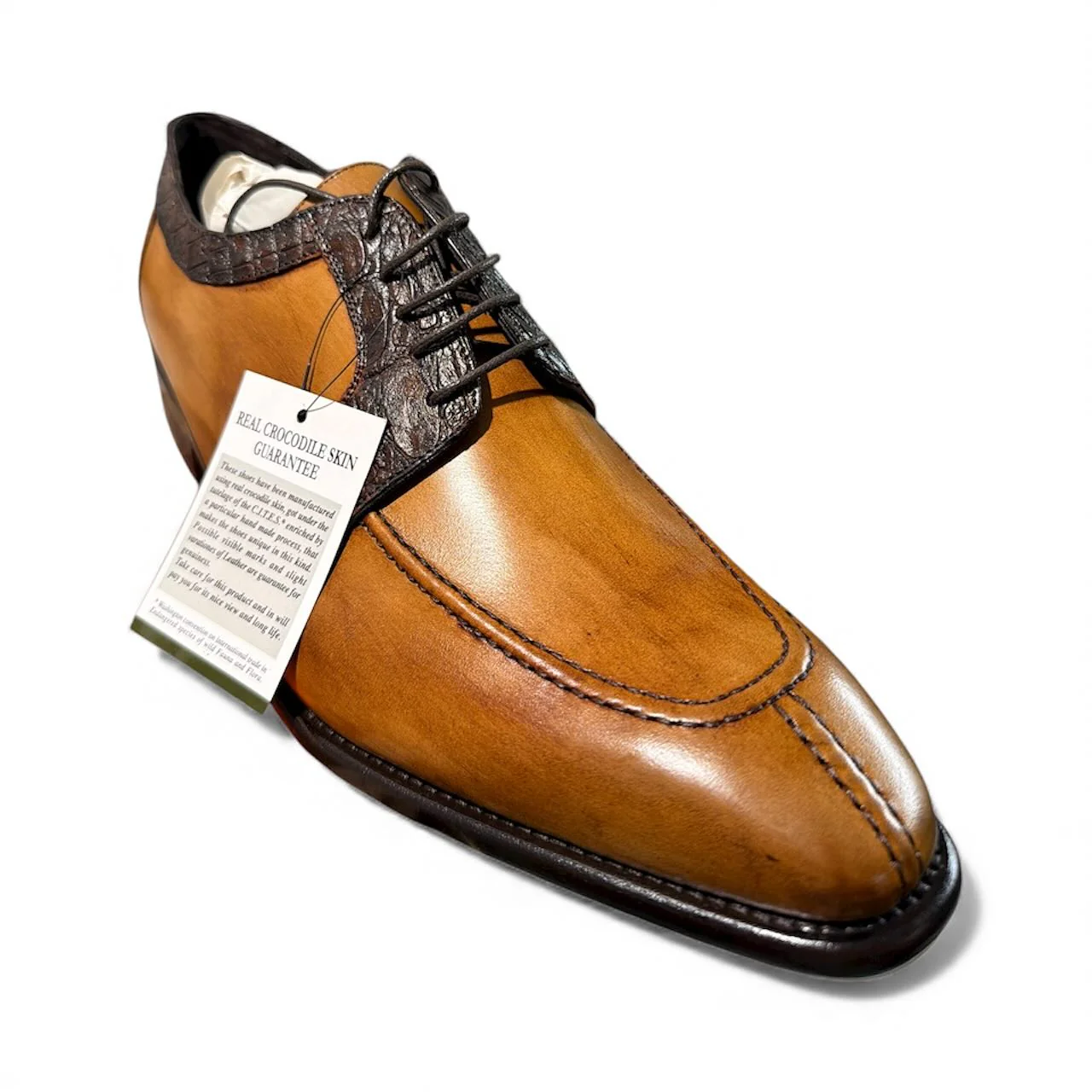 Toscana 1292 Cognac Calf & Croc Lace Up - Image 2