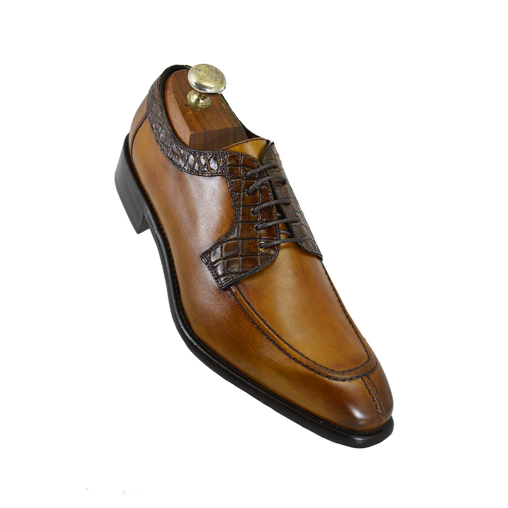 Toscana 1292 Cognac Calf & Croc Lace Up - Image 3