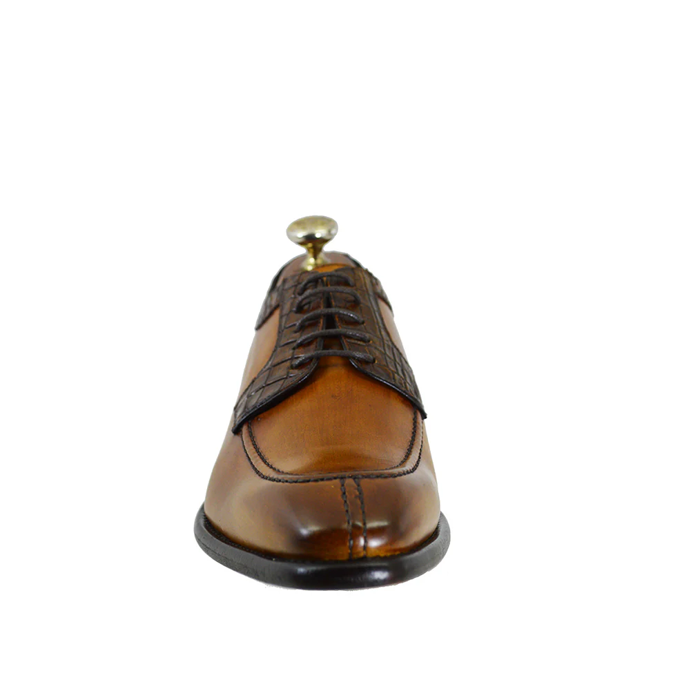 Toscana 1292 Cognac Calf & Croc Lace Up - Image 4