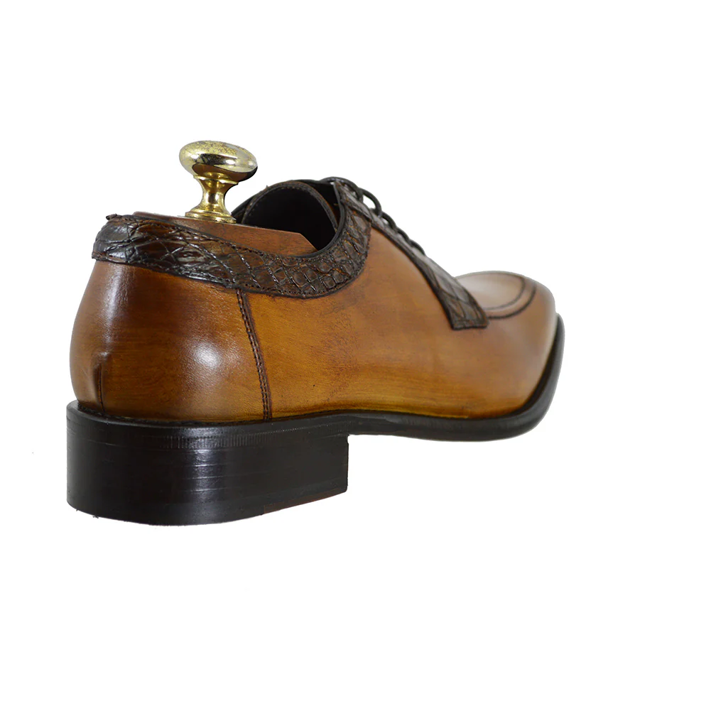 Toscana 1292 Cognac Calf & Croc Lace Up - Image 5