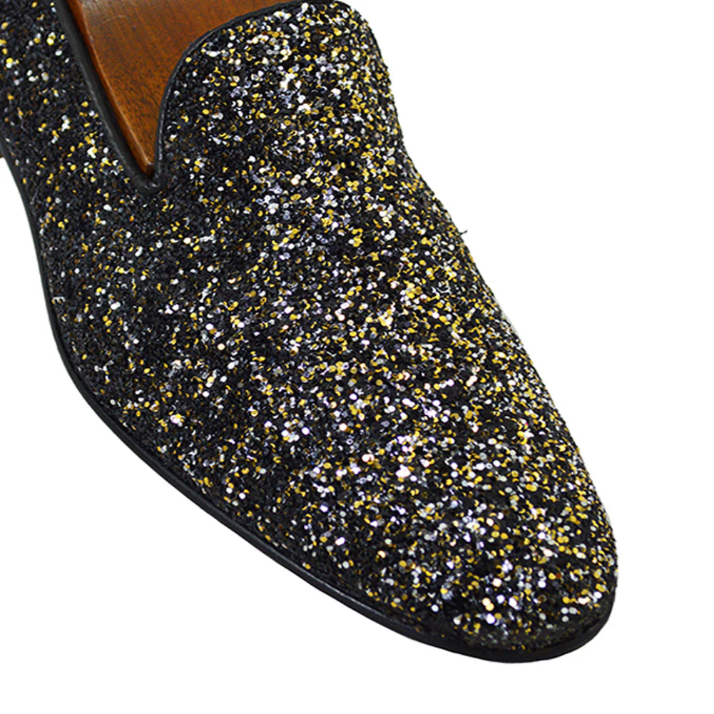 Walk London Black-Gold Glit Loafers - Image 3