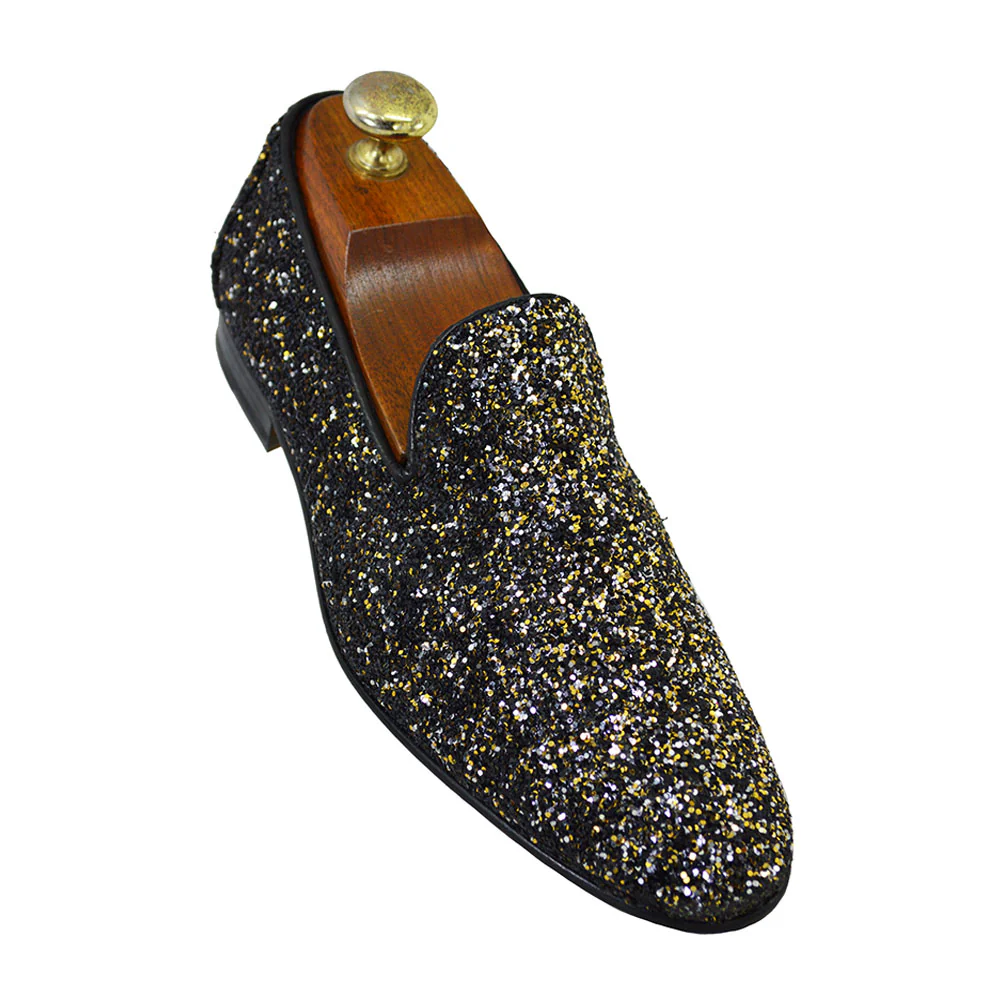Walk London Black-Gold Glit Loafers - Image 4