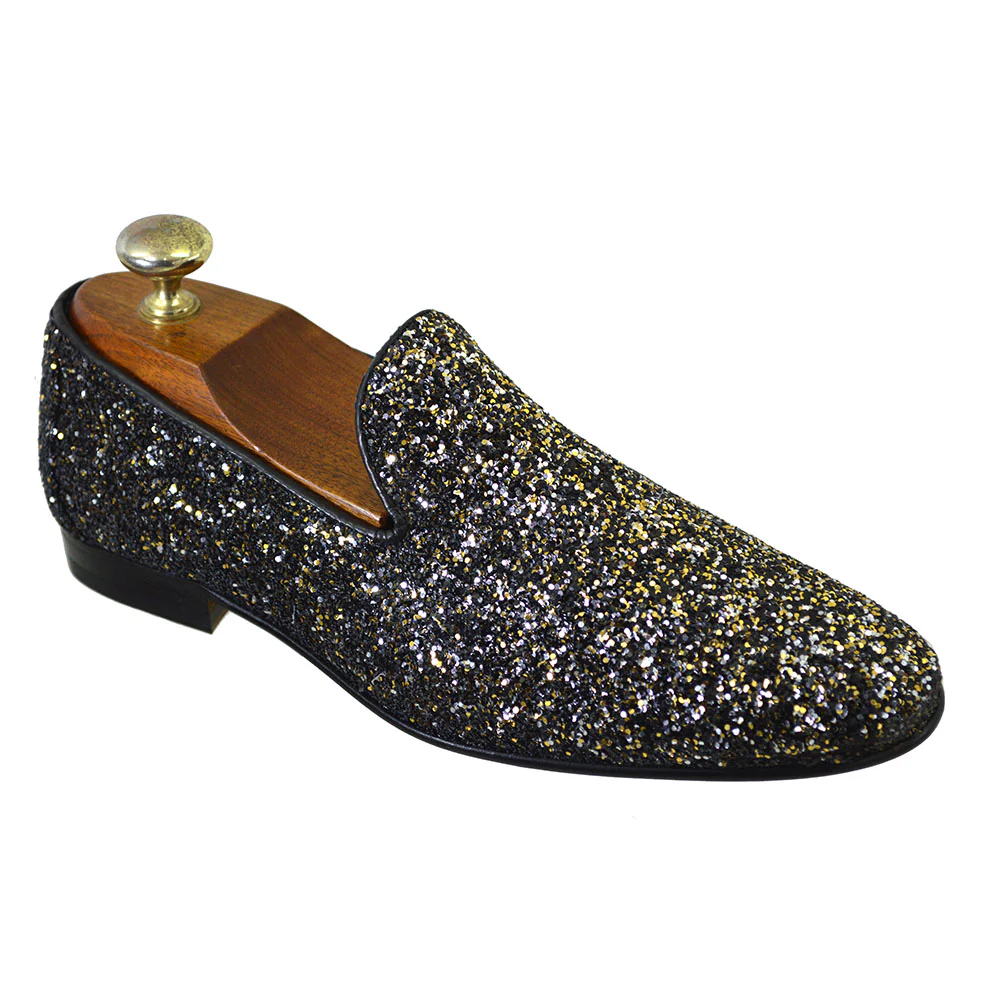 Walk London Black-Gold Glit Loafers - Image 5